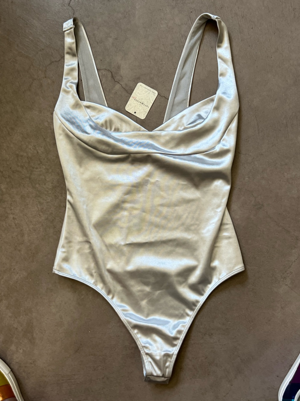 Free People Intimately, Silver Satin bodysuit